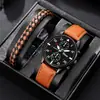 2025 Nuevo Negocio Transfronterizo Decorativo Hombres Falso Doble Ojo Negocio Reloj de Cuarzo Personalizado Pulsera Tejida Set
