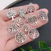 Colgante de Aleación de Plata Antigua Árbol de Hojas Serie Árbol de la Vida Accesorios para Joyería para Hacer Pulseras y Collares con Cuentas