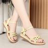 Zapatos de madre de fondo plano verano fondo suave 2024 nuevos zapatos de mujer de mediana edad tejidos cómodos con hebilla sandalias de mujer