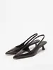 Sandálias de salto alto bico fino sem calcanhar estilo francês, sapatos de salto alto kitten heel simples e estilosos, adequados para festas e para o dia a dia, sapatos sem cadarço de salto baixo