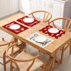 Mantel individual de algodón y lino con borde cruzado, estampado navideño, para mesa de comedor, decorativo, aislante térmico, para cocina, restaurante, tela sencilla, impermeable