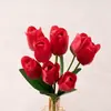 Flores de seda artificial, follaje falso y flores simuladas: un juego de 9 tulipanes con bordes rizados, perfectos para decoraciones de bodas, accesorios de fotografía y arreglos florales de interior