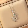 [Zircônio com Incrustação de Cobre] Colar em Formato de Cobra Popular Transfronteiriço para Mulheres, Corrente de Clavícula de Aço Inoxidável Elegante Acessível de Luxo Personalizado