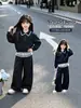 Conjunto Casual de Otoño para Niñas 2026 Nuevo Moda Dos Piezas con Sudadera de Cuello de Encaje para Niños Mayores