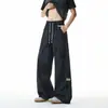 Verão 2026 Novo Tie-Dye Etiqueta Pequena Lavagem à Tinta Solto Casual Calça de Seda Gelada para Jovens, Calça Longa de Tamanho Grande Fina com Toque de Luxo