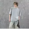 Diseño coreano sentido nicho americano simple versátil casual verano cuello redondo camiseta manga corta camiseta hombre suelto top