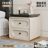 Mesita de noche Retro de Madera Maciza Usada para Dormitorio del Hogar, Gabinete Pequeño de Almacenamiento, Mesita de Noche de Lujo Ligero con Doble Cajón, Gabinete de Almacenamiento, No Requiere Ensamblaje