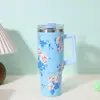 Impresión Nuevo Vaso para Coche de 40 oz Vaso Grande para Hielo Big Mac Vaso Portátil con Asa Gran Capacidad Vaso de Agua con Popote Impresión UV 3D