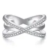 Anillo de Platino con Diamante Cruzado Best-Seller al por Mayor en Aliexpress Transfronterizo en Stock para Entrega Inmediata