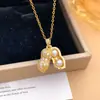 Colar Moda Transfronteiriça Estrela do Mar Amendoim Cobre Incrustado Zircônia Colar Simples de Alto Padrão Feminino Pérola Artificial Corrente da Clavícula