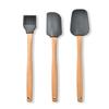Set de tres piezas de espátula con mango de madera caqui y brocha para aceite, herramienta para hornear de silicona con mango de madera, espátula para crema de pastel