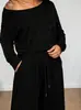2026 comercio exterior transfronterizo estilo europeo y americano top de un solo hombro sin hombros manga larga y pantalones de pierna ancha hasta el suelo conjunto sexy casual