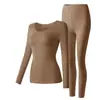 Ropa de cuidado de la piel de ácido hialurónico ultradelgada para otoño e invierno, alta elasticidad, adelgazante, de manga larga, invisible, con energía térmica, ropa cálida para mujer