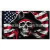 Bandera Pirata con Calavera y Tibias Cruzadas, Buitre, Bisonte, Lobo, Pancarta Gráfica Náutica, Señal Decorativa para Exteriores y Interiores, Pirata
