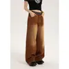 Calça Jeans Masculina Reta de Cor Sólida de Cintura Alta, Novo Estilo Primavera e Outono 2024, Calça Lavada Solta Casual Emagrecedora de Perna Larga para Homens