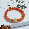 Pulsera DIY de Seda Dorada de Xinjiang Natural Estilo Étnico Jade Rojo Azúcar Jade Colorido Estilo Chino Pulsera de Jade Transferible de Caramelo