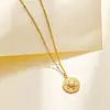 Collar de acero de titanio retro con personalidad europea y americana, diseño de nicho con sentido de girasol, collar de acero inoxidable que combina con todo, pulsera para mujer al por mayor