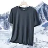 Moda Masculina Verão 2024 Cor Sólida Malha Fina Leve Fresco de Verão Manga Curta Camisa Básica Macia Masculina Trbottomy