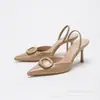 Zapatos de tacón alto elegantes para mujer, estilo nuevo de primavera, tacones de aguja de corte bajo a la moda con tiras traseras, punta fina, zapatos de tacón alto casual a la moda