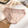 En stock transfronterizo sexy dama estampado animal ropa interior seda de hielo sin costuras transpirable costura de encaje bragas para mujer