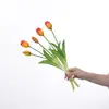 Ramo de Tulipanes de Goma Suave Simulada Pe Látex Silicona Flor de Tulipan Flor Simulada Sensación Hidratante 5 Tulipanes
