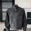 Jaqueta Masculina Marca da Moda Estilo Americano Jaqueta de Couro PU Gola Alta Biker Solta Casual Versátil Casaco de Primavera Masculino