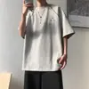 Camiseta de Manga Corta con Empalme de Línea Hasselblad para Hombre, Tops de Pareja Deportivos de Calle Americanos de Verano, Camiseta Holgada Transpirable con Cuello Redondo