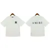 Camiseta de manga corta con estampado de letras graffiti de la marca de moda transfronteriza Amiri para hombre y mujer, verano y primavera, cuello redondo, holgada, 100% algodón puro