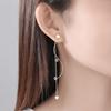 Pendientes Largos con Borlas de Plata de Ley 925, Pendientes de Dos Formas con Estrella Elegantes, Adecuados para Caras Redondas, Pendientes con Efecto Adelgazante como Regalo