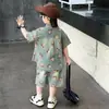 Ropa de Nezha para niños, chaqueta camisa de manga corta de verano, ropa elegante para niños pequeños, traje delgado de mezclilla de verano