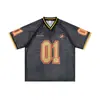 Roupa Masculina Jie Zhan Malha Estampada Digital 2026 Comércio Exterior Transfronteiriço Europeu e Americano Solta Gola V Camiseta Esportiva