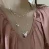 Colar de Morango com Pérolas Lindo Nicho Super Bonito 2026 Novo Estilo Item Quente Toque de Luxo Corrente para Clavícula Feminina