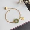 Pulseira com fecho de paz feliz estilo étnico chinês banhada a ouro imitação de jade Hetian joia artística retrô pulseira estilo antigo étnico