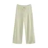 Pantalones Anchos de Lunares Estilo Chica Picante Americana para Mujer, de Cintura Alta con Cordón, Caídos, Adelgazantes, Pierna Ancha Recta, Estilo Casual Perezoso
