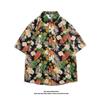 Camisa Floral Vintage Estilo Hong Kong Masculina Manga Curta Design Sensação Faggy Havaiana Casual Estilo Japonês Camisa Solta