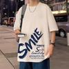 Marca de moda de verano camiseta holgada de manga corta para hombre camiseta de media manga para hombre estudiantes de secundaria talla grande camiseta estampada para hombre