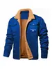 [En Stock para Entrega Rápida] Chaqueta de Hombre Otoño e Invierno Transfronteriza con Forro Polar Algodón Ropa de Trabajo Chaqueta Casual Chaqueta de Hombre Negra