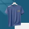 Camiseta de seda de hielo de verano para hombre, cuello redondo, ropa de secado rápido, manga corta, fina, transpirable, manga media, talla grande, deportiva, holgada, de moda.