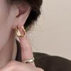 Brinco Argola Redondo Irregular Letra Agulha de Prata Banhado a Ouro Real Brincos Simples de Moda para Mulheres
