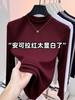 Camisa Básica Estilo Europeu com Gola Meia-Alta para Mulheres, Moda Outono 2025 Nova Camiseta Top Slim Fit Elegante com Manga Longa Elástica para Mulheres