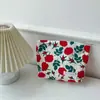 Bolsa de Maquillaje de Algodón Floral Rústica Vintage Bolsa de Almacenamiento Portátil Bolso Organizador para Artículos de Tocador de Niñas