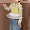 Calça Jeans Denim com Renda para Meninas, Estilo Coreano, Jeans Reto Estiloso para Crianças, Calça Longa de Bebê