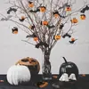 24 Peças Decorações de Madeira de Gato e Abóbora de Halloween Enfeites Pendurados de Halloween Decorações para Casa de Feriado