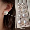 Brincos de Pérola Shijia em Estoque Mais Vendidos em Branco Leite com Brilho Rosado, Brincos Femininos com Pino de Prata S925 com Toque de Luxo de Nicho e Design Versátil