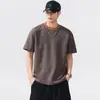 Camiseta Ripped de Manga Corta para Hombre, Estilo Americano Fresca y Moderna, Nuevo Modelo de Verano, Seda de Hielo, Fresca y Transpirable, Corte Holgado, Cuello Redondo, Manga Media