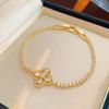 Pulseira de flor com fecho de zircônia banhada a ouro real pulseira da moda para todas as ocasiões pulseira de luxo leve de alto padrão para mulheres Atacado