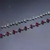 Pulseira de Aço Inoxidável Brilhante com Zircônia Cravejada de Diamantes Rubis, Estilo Europeu e Americano, Joia de Nicho Versátil e da Moda para Mulheres, Corte Marquise