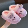 Pantuflas de algodón para niños, colección otoño/invierno 2026, diseño de gato de dibujos animados en EVA para niñas, uso interior/exterior, impermeables, con capa exterior peluda