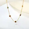 Collar de Disco Ojo de Gato Colorido Estilo Ins Europeo y Americano para Mujer Lujo Accesible Nicho Versátil Acero Inoxidable Accesorios de Collar con Colgante