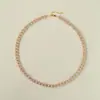 Serie de Flor de Cerezo Europea y Americana Collar de Gota de Agua de Cristal Rosa para Mujer, Cadena de Clavícula en Capas de Perla de Cristal de Fresa de Alta Gama, Transfronterizo